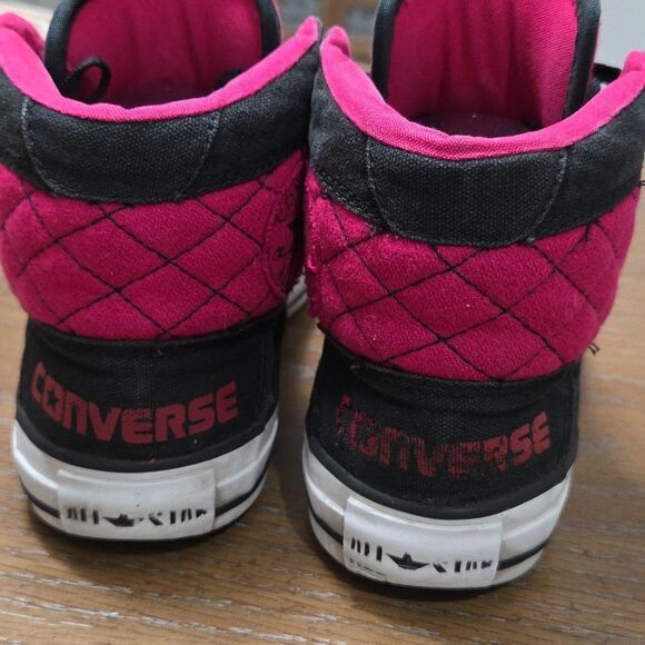 Converses CTAS Brea, Black/pink Quilted High Tops 8.5W/6Kids - Picture 7 of 10